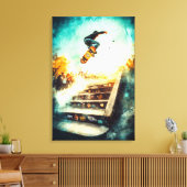 Skateboardlegende - Dynamische sportkunst - Stedel Canvas Afdruk (Insitu (Woonkamer))
