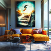 Skateboardlegende - Dynamische sportkunst - Stedel Canvas Afdruk