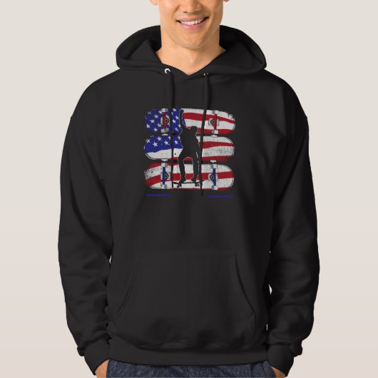 SkateboardMannen - Amerikaanse vlag Hoodie (Voorkant)