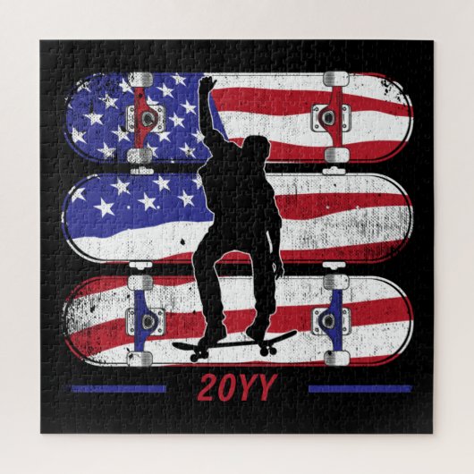 SkateboardMannen - Amerikaanse vlag Legpuzzel (Verticaal)
