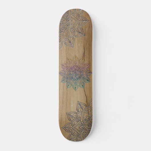 Skateboards mandala gravé dans bois (Voorkant)
