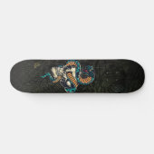 Skateboards serpent sur crâne imprimé sur bois (Horizontaal)