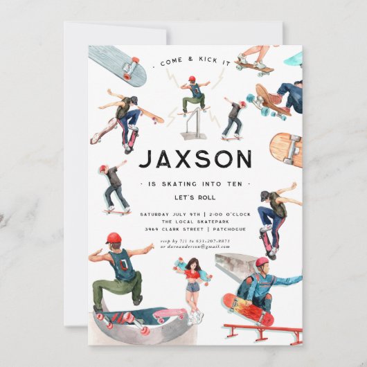 Skateboards  | Skater Birthday Party Kaart (Voorkant)