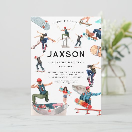 Skateboards  | Skater Birthday Party Kaart (Staand voorkant)