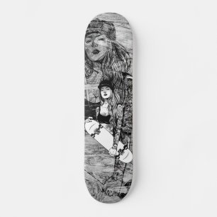 Skateboards, tatoeage in stedelijke stijl op hout persoonlijk skateboard