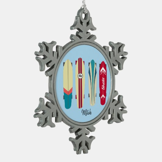 Skateboards Tin Sneeuwvlok Ornament (Links)