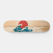 Skateboards vague japonaise sur bois (Horizontaal)