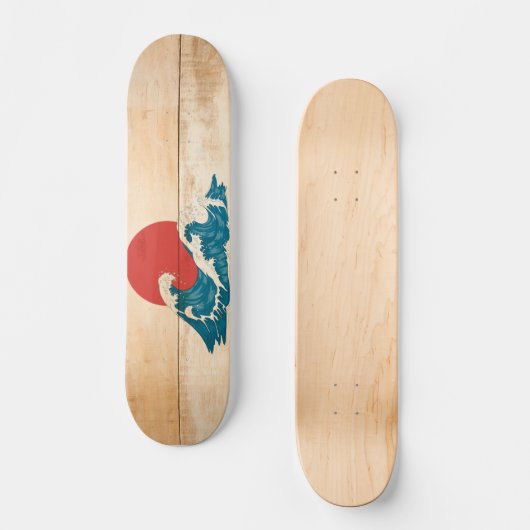 Skateboards vague japonaise sur bois (Voorkant)