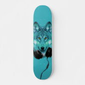 Skateboards+Wolf+Animal+Waterverf+green+blue+mode Persoonlijk Skateboard (Voorkant)