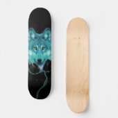 Skateboards+Wolf+Animal+Waterverf+green+blue+mode Persoonlijk Skateboard (Voorkant)