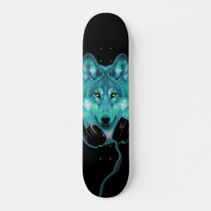Skateboards+Wolf+Animal+Waterverf+green+blue+mode Persoonlijk Skateboard