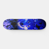 Skateboards+Wolf+Animal+Waterverf+groen+blauw Persoonlijk Skateboard (Horizontaal)
