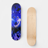Skateboards+Wolf+Animal+Waterverf+groen+blauw Persoonlijk Skateboard (Voorkant)