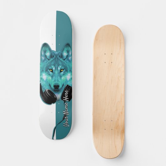 Skateboards+Wolf+Custom name+sjabloon+personalized Persoonlijk Skateboard (Voorkant)