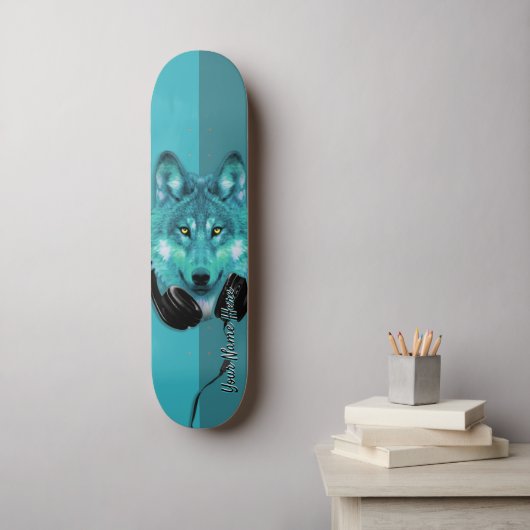 Skateboards+Wolf+Custom name+sjabloon+personalized Persoonlijk Skateboard (Muurkunst)