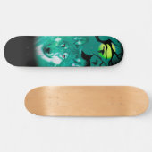 Skateboards+Wolf+Waterverf+groen+blauw+modern Persoonlijk Skateboard (Horizontaal)