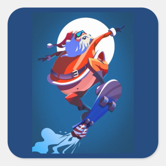 SKATEBOARING SANTA CLAUS STICKERS (Voorkant)