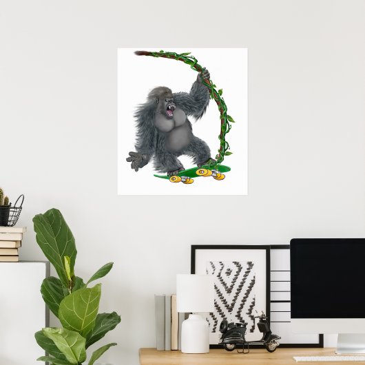 SKATEBORD GORILLA POSTER (Thuiskantoor)