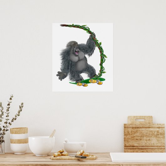 SKATEBORD GORILLA POSTER (Keuken)