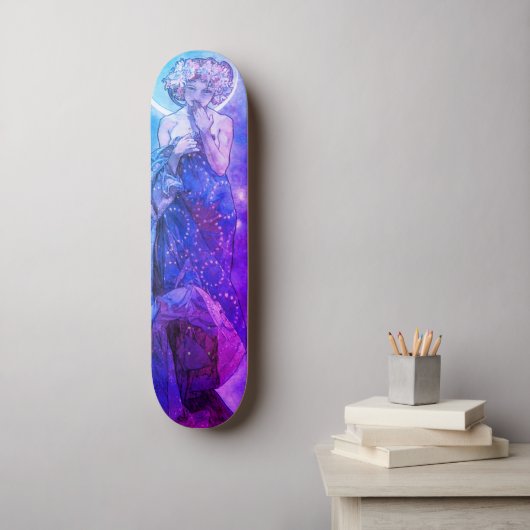 Skatebord Moonlight Deck, Blauwe en Lavendelkleure Persoonlijk Skateboard (Muurkunst)
