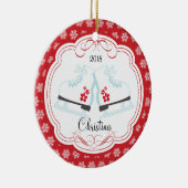 Skateeg-Schaatsen met kerstversiering Keramisch Ornament (Rechts)