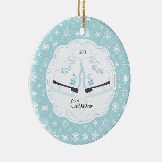 Skateeg-Schaatsen met kerstversiering Keramisch Ornament (Rechts)