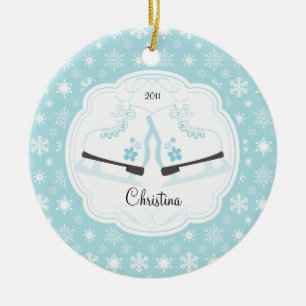 Skateeg-Schaatsen met kerstversiering Keramisch Ornament