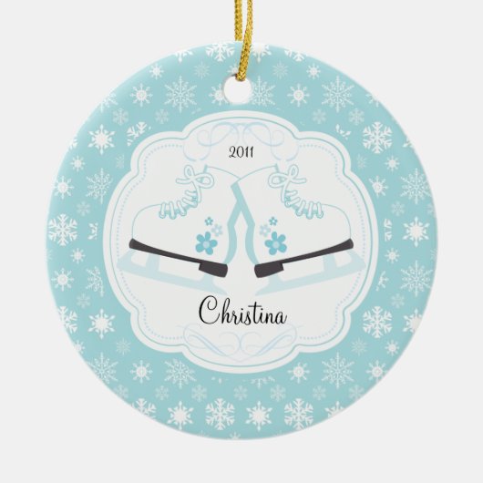 Skateeg-Schaatsen met kerstversiering Keramisch Ornament (Voorkant)