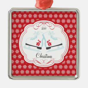 Skateeg-Schaatsen met kerstversiering Metalen Ornament