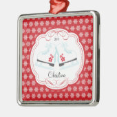Skateeg-Schaatsen met kerstversiering Metalen Ornament (Links)