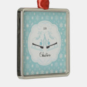 Skateeg-Schaatsen met kerstversiering Metalen Ornament (Rechts)