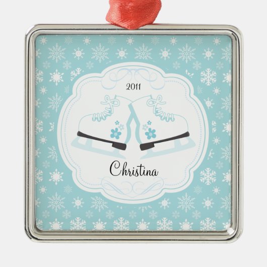 Skateeg-Schaatsen met kerstversiering Metalen Ornament (Voorkant)