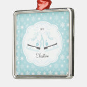 Skateeg-Schaatsen met kerstversiering Metalen Ornament (Links)