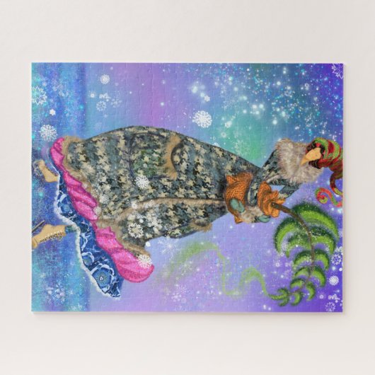 Skateiro met kerstboom Winter Fairy Tale Legpuzzel (Horizontaal)