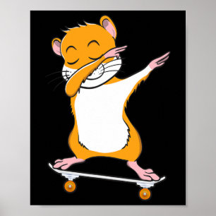 Skatende Hamster Op Skateboard Cadeau Voor Skate Poster
