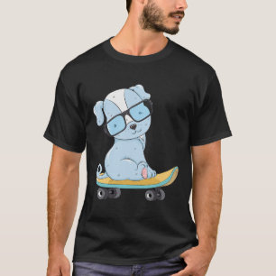 Skatende Hond Puppy Grappige Skateboard Schattige T-shirt