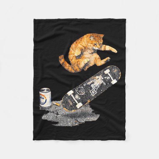 Skatende kat straat meme grappige kitten grunge fleece deken (Voorkant)