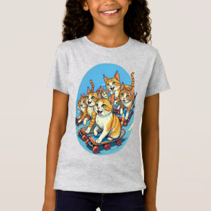 Skatende katten in beweging t-shirt