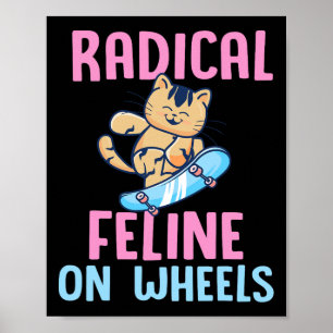 Skatende Kattenliefhebber Skateboarden Skateboarde Poster