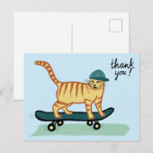 Skatende Tabby Kat BEDANKT Briefkaart (Voorkant / Achterkant)