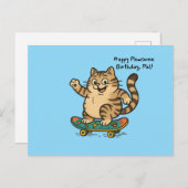 Skatende Tabby Kat VERJAARDAGSKAART Briefkaart (Voorkant / Achterkant)