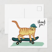 Skatende Tabbykat HARTELIJK DANK JE Briefkaart (Voorkant / Achterkant)