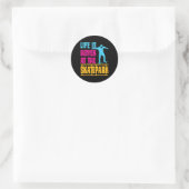 Skatende Tiener Longboard Skateboarder Skateboarde Ronde Sticker (Tas)