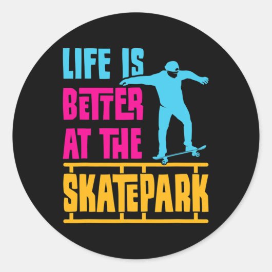 Skatende Tiener Longboard Skateboarder Skateboarde Ronde Sticker (Voorkant)