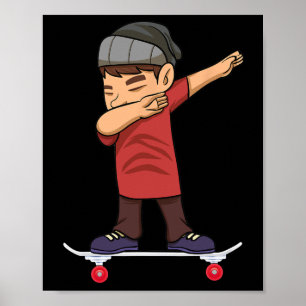 Skatende tienerjongen op skateboard cadeau voor sk poster