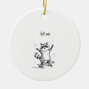 Skatende Wasbeer – Mooie Grappige Skateboard Keramisch Ornament