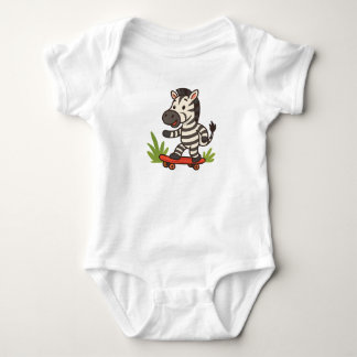 Skatende zebra baby T-shirt Jungle Cool op wielen!