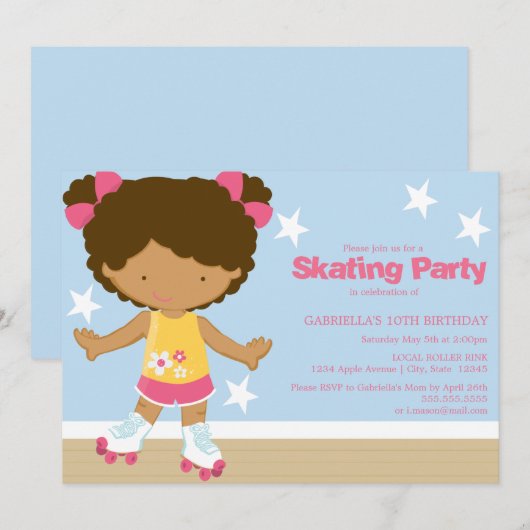 SkateParty | Afrikaans-Amerikaans meisje Kaart (Voorkant / Achterkant)