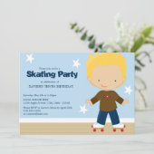 SkateParty | Blonde jongen Kaart (Staand voorkant)