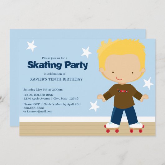 SkateParty | Blonde jongen Kaart (Voorkant / Achterkant)